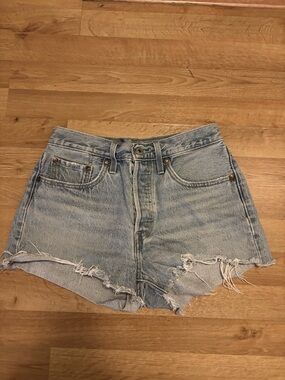 Levi's 501 Light Wash Distressed Denim Shorts